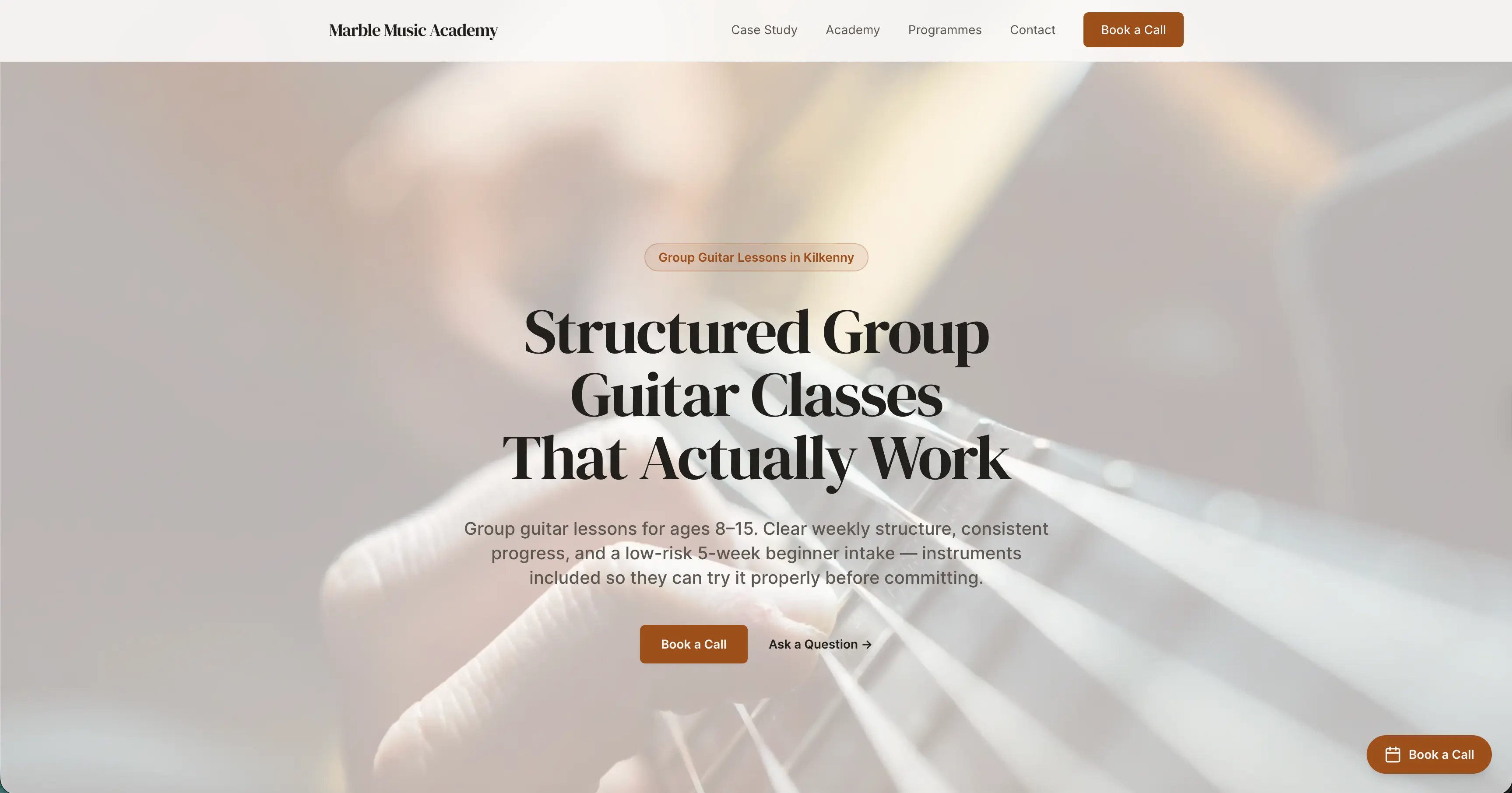 Marble Music Academy case study screenshot